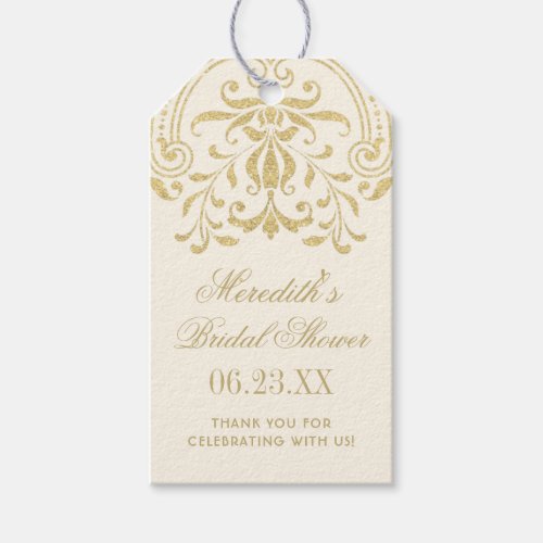 Ivory Gold Vintage Glamour Wedding Bridal Shower Gift Tags