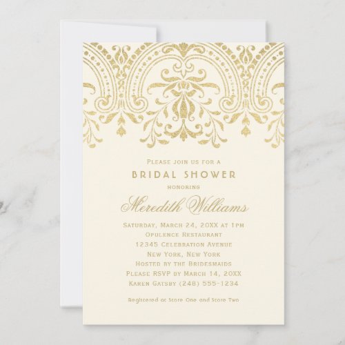 Bridal Shower Invitations | Gold Vintage Glamour