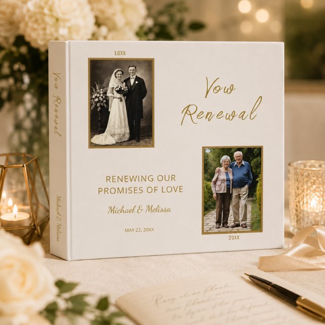 Ivory Gold Vow Renewal Memory Binder (Ivory gold vow renewal memory binder celebrating enduring love and renewed promises.)