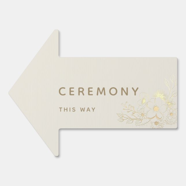 Ivory Gold Wedding Ceremony Arrow Sign (Front)