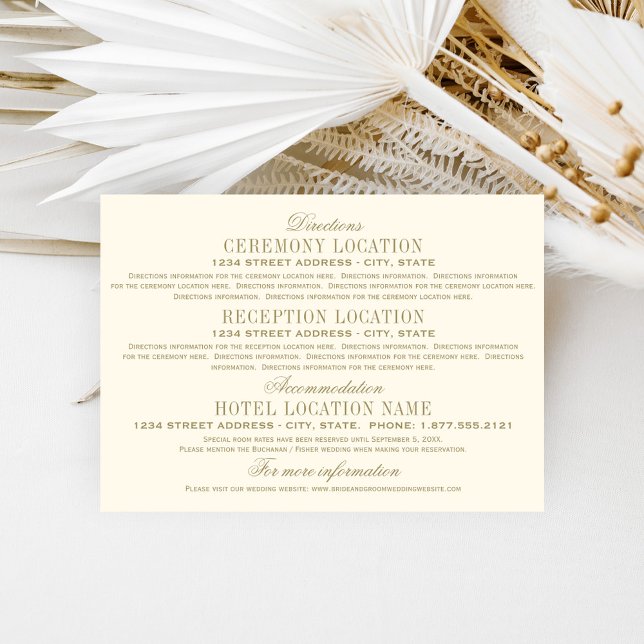 Ivory Gold Wedding Details Directions Enclosure Card (Creator Uploaded)