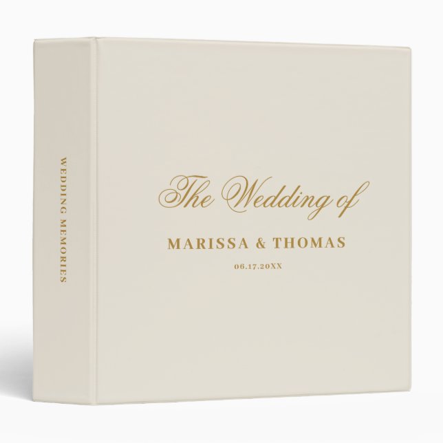 Ivory & Gold Wedding Photo Album Keepsake 3 Ring Binder (Front/Spine)