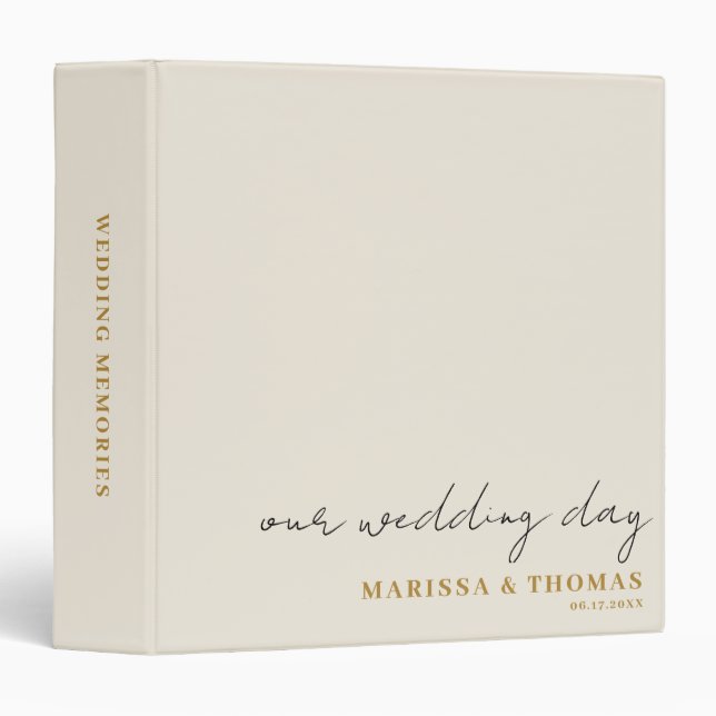Ivory & Gold Wedding Photo Album Keepsake 3 Ring Binder (Front/Spine)