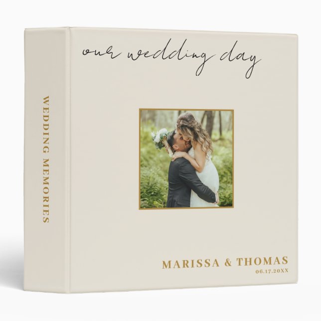 Ivory & Gold Wedding Photo Album Keepsake Photo 3 Ring Binder (Front/Spine)