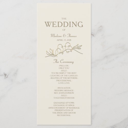 Ivory Gold Wedding Program