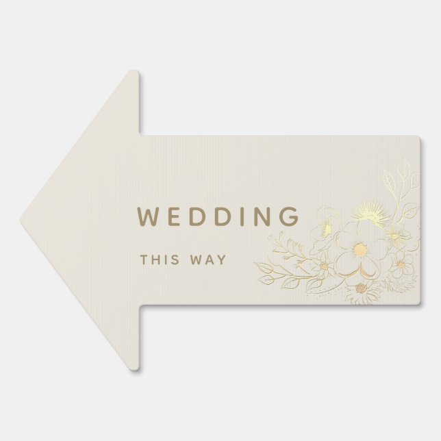 Ivory Gold Wedding This Way Arrow Sign (Front)