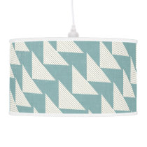 Ivory Gray Stripe Arrows on Aqua Hanging Lamp