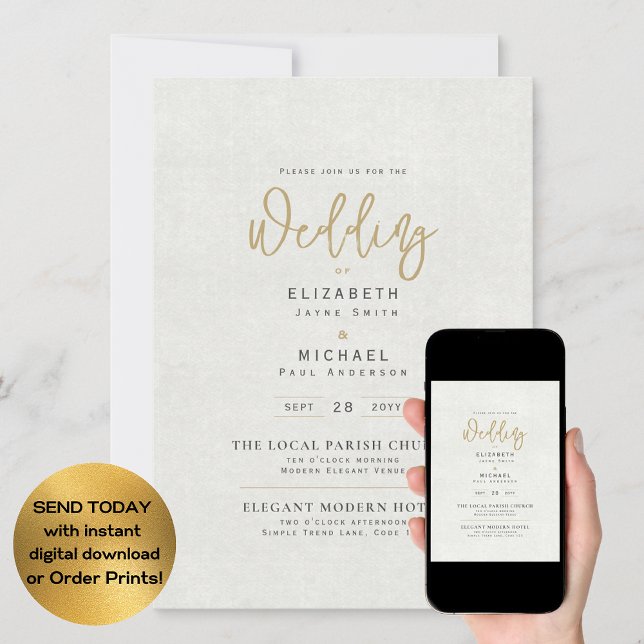 Ivory Gray Wedding Instant Digital Download Invitation (Creator Uploaded)