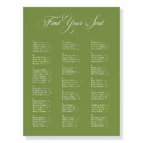 Ivory Green Alphabetical Wedding Seating Chart Foam Board