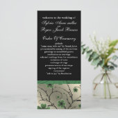 ivory green and black floral Wedding program (Standing Front)