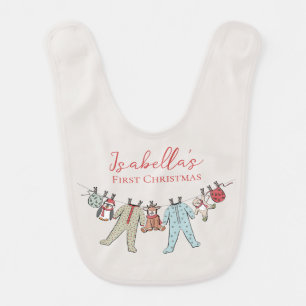 Ivory Green Baby's First Christmas Gender Neutral Baby Bib