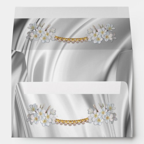 IvoryGreenBlueGold Silk  Pea Wedding Envelopes