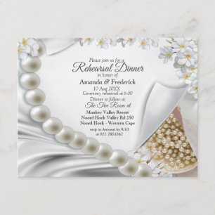 Ivory,Green,Blue,Gold Silk & Pear Rehearsal dinner Invitation