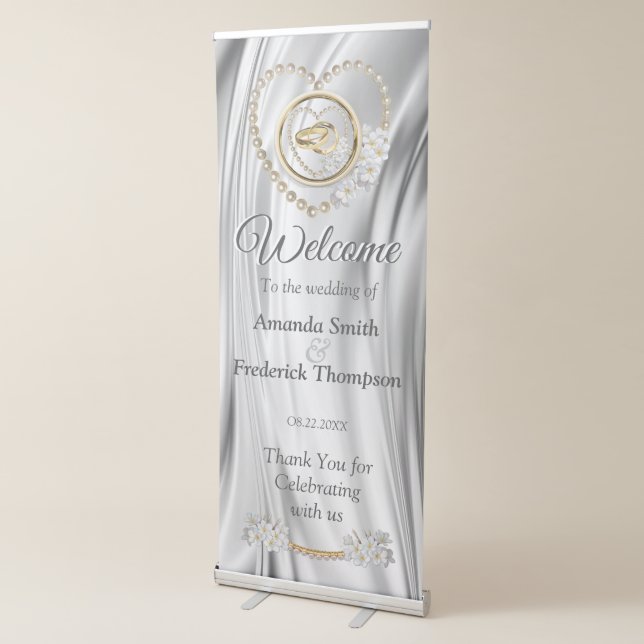 Ivory,Green,Blue,Gold,Silk Pearls Banner (3/4)