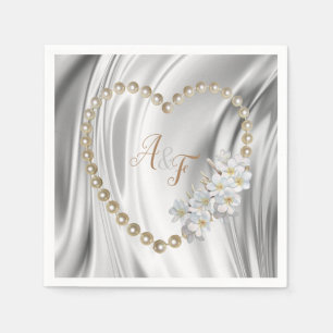 Ivory,Green,Blue,gold Silk & Pearls Napkins