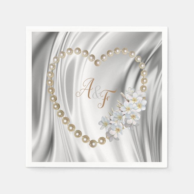 Ivory,Green,Blue,gold Silk & Pearls Napkins (Front)