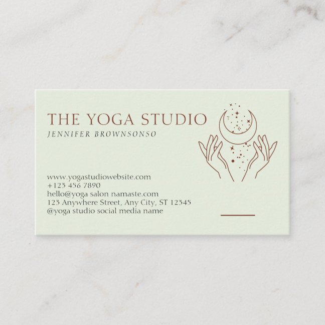 Ivory Green Energy Healing Hands Moon Spiritual Business Card