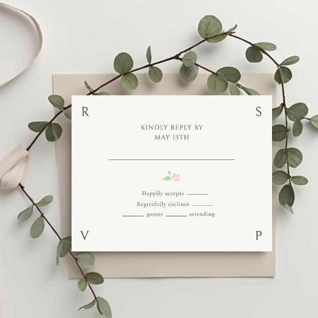 Ivory & Green | Floral Rose Wedding RSVP  Card (Creator Uploaded)