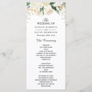 Ivory Green Floral Wedding Program