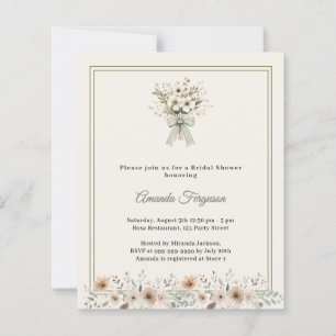 Ivory green florals Bridal Shower invitation