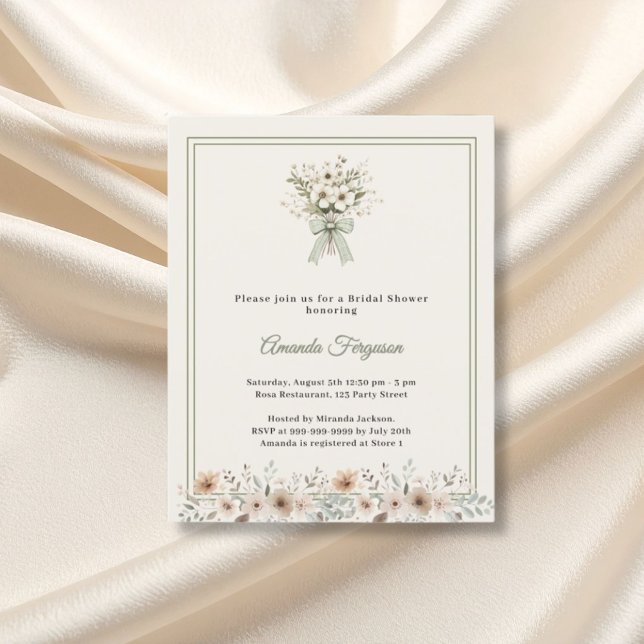 Ivory green florals Bridal Shower invitation (Creator Uploaded)