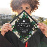Ivory Green Gold Floral for 2025 Graduate Graduation Cap Topper<br><div class="desc">Stand out on your special day with this sleek greenery-themed graduation cap design. The gold accents and botanical details add a touch of sophistication to your celebratory look.</div>