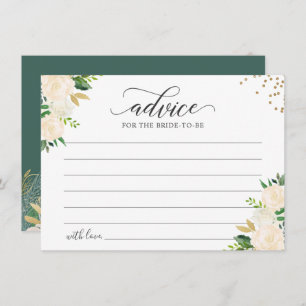 Ivory Green Gold Floral Greenery Words of Advice Card