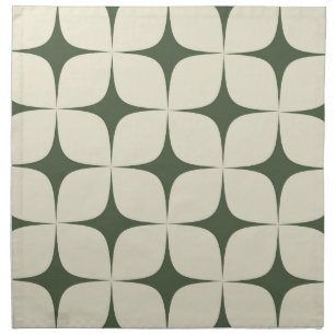 Ivory Green Mid Century Modern Geometric Boho Cloth Napkin