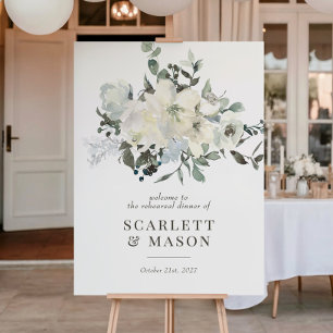 Ivory Greenery Floral Rehearsal Dinner Sign