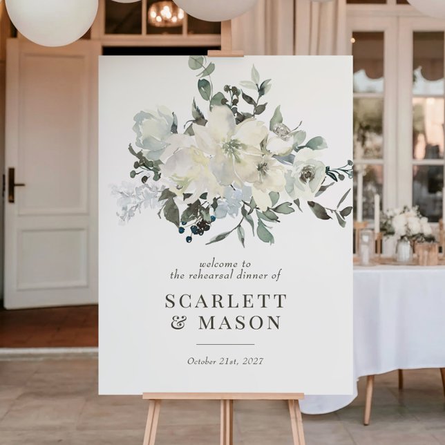 Ivory Greenery Floral Rehearsal Dinner Sign (Creator Uploaded)