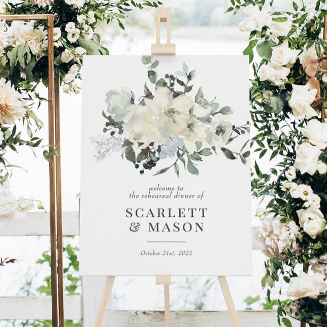 Ivory Greenery Floral Rehearsal Dinner Sign (Creator Uploaded)