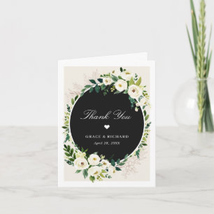 Ivory Greenery Floral Wedding Thank You Card