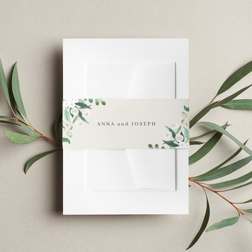 Ivory  Greenhouse Watercolor Botanical Invitation Belly Band