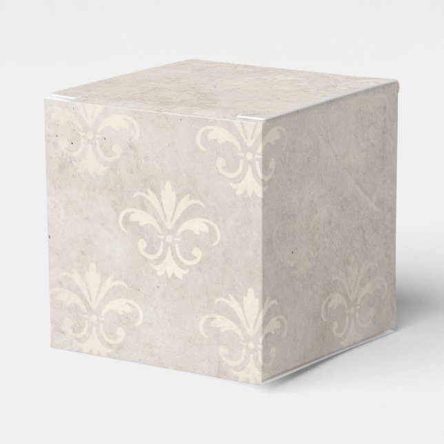 Ivory Grunge Damask Favor Boxes (Front Side)