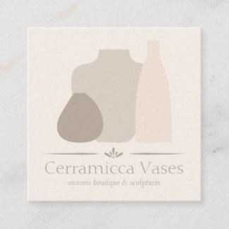 Ivory Handmade Porcelain Pottery Vase Ceramic Square Business Card
