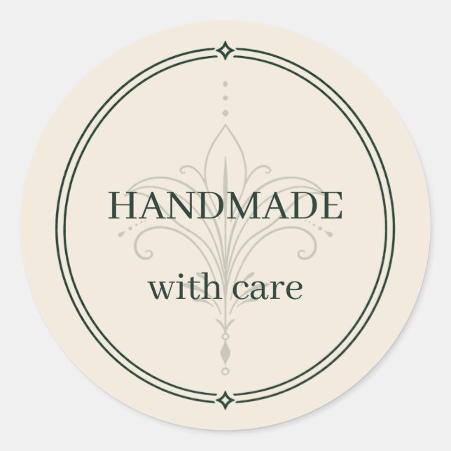 Ivory Handmade With Care Sticker (Front)