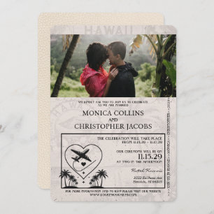 Ivory Hawaii Passport Wedding Invitation