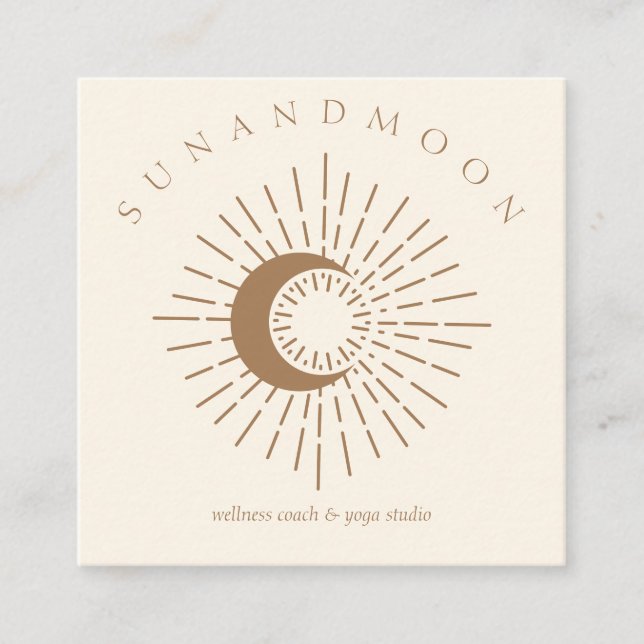 Ivory Healing Sun Moon Spiritual Solar Energy Square Business Card (Front)