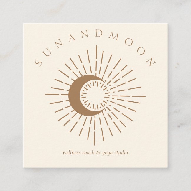 Ivory Healing Sun Moon Spiritual Solar Energy Square Business Card
