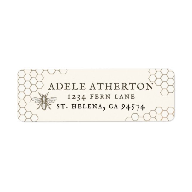 Ivory Heraldic Bee Return Address Label (Front)