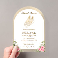 Ivory High Heels Pearls Pink Roses Bridal Shower