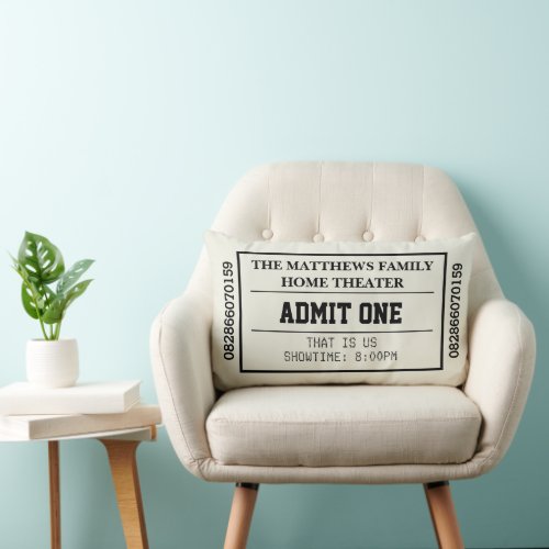 Ivory Home Theater Personalized Movie Ticket Lumbar Pillow