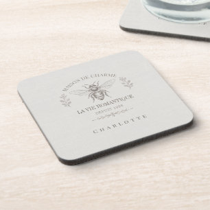 Ivory Honey Bee French Country Vintage Rustic Beverage Coaster