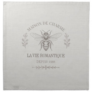 Ivory Honey Bee French Country Vintage Rustic Cloth Napkin