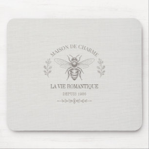 Ivory Honey Bee French Country Vintage Rustic Mouse Pad