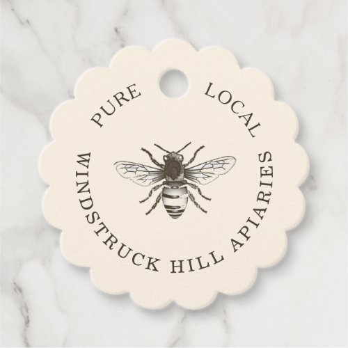 Ivory Honey Bee Scalloped Apiary Products tag