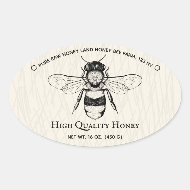 Ivory Honey Jar Boho Beekeeper Oval Sticker