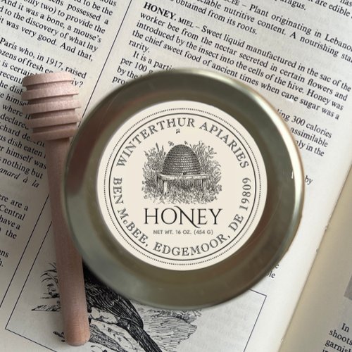 Ivory Honey Jar Label Vintage Skep