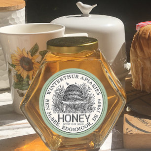 Ivory Honey Jar Label (Vintage Skep) Sage Border