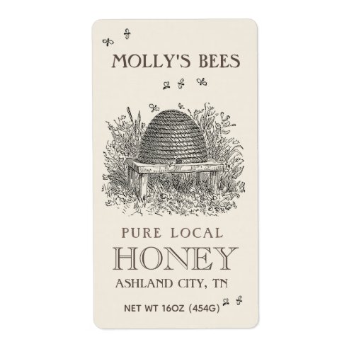 Ivory Honey Label with Skep Beekeeping
